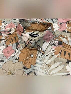 Tom Ford Floral AOP Lyocell Shirt Long Sleeve Button Men’s Size 41 16 EUC $1000